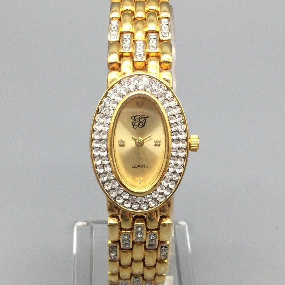 Vintage Elizabeth Taylor Womens Watch 21mm Gold Tone Oval New Battery 7.25